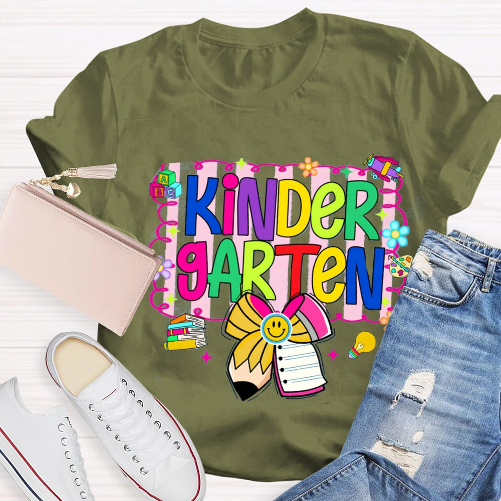 Personalized Grade Colorful Letter Bow T-shirt