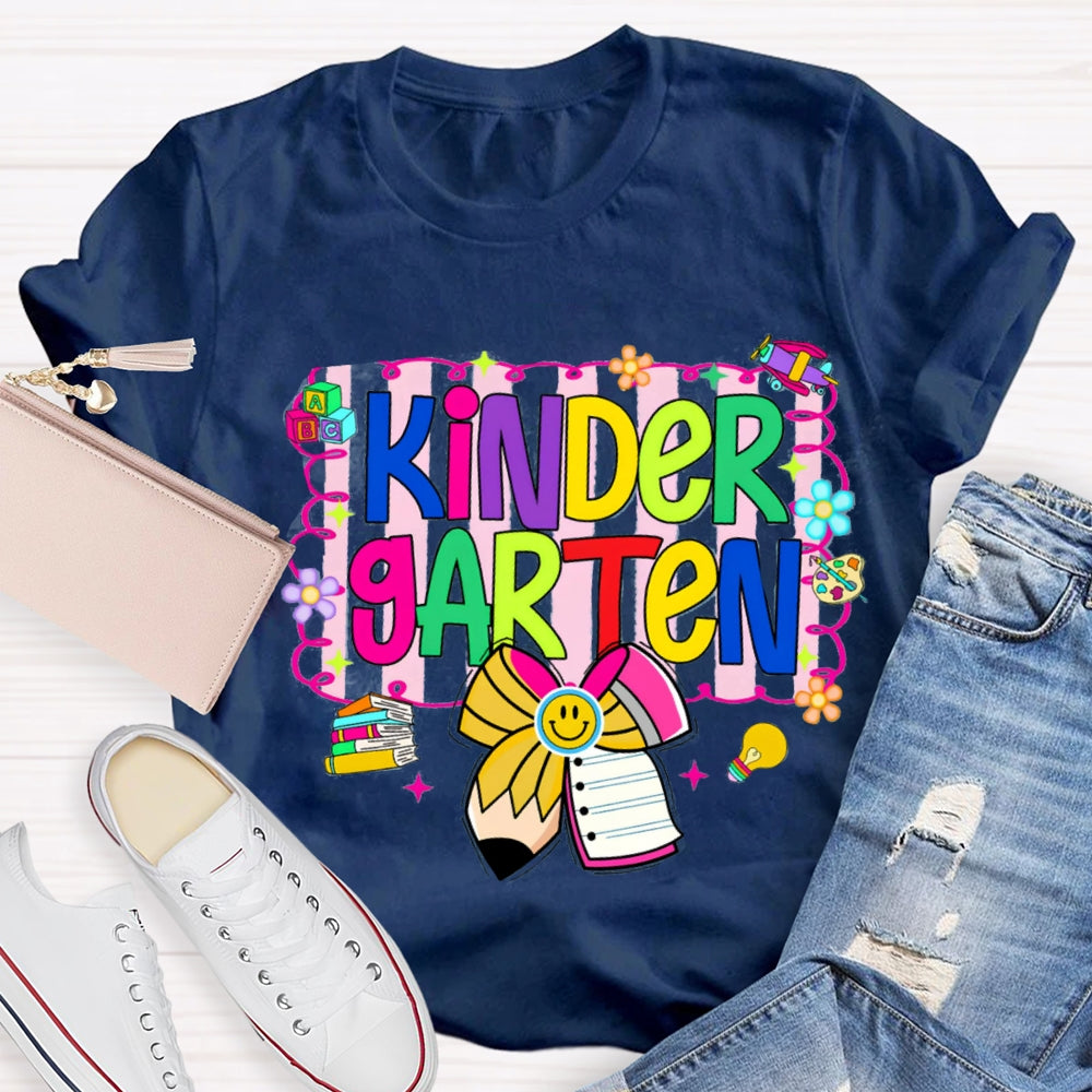 Personalized Grade Colorful Letter Bow T-shirt