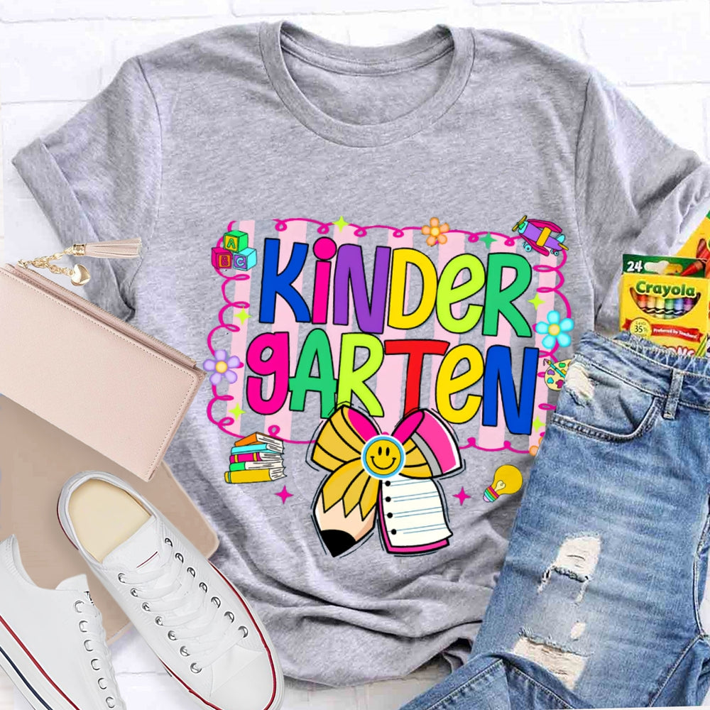 Personalized Grade Colorful Letter Bow T-shirt