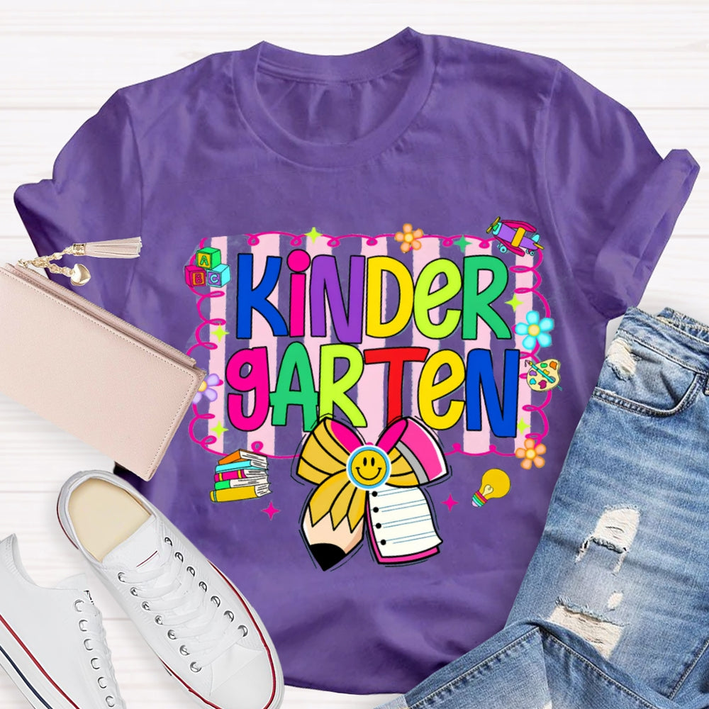 Personalized Grade Colorful Letter Bow T-shirt
