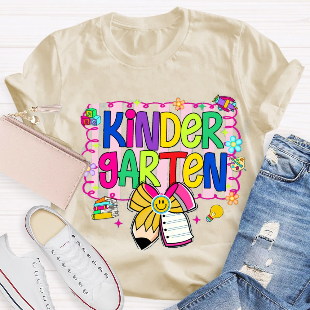 Personalized Grade Colorful Letter Bow T-shirt