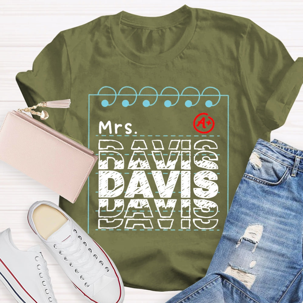 Personalized Name Notebook Pages T-shirt
