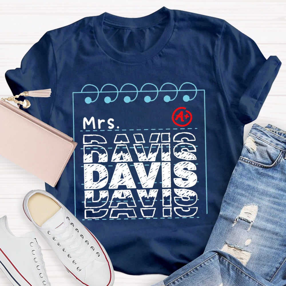 Personalized Name Notebook Pages T-shirt