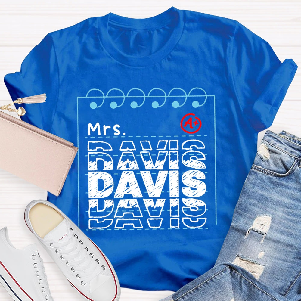 Personalized Name Notebook Pages T-shirt
