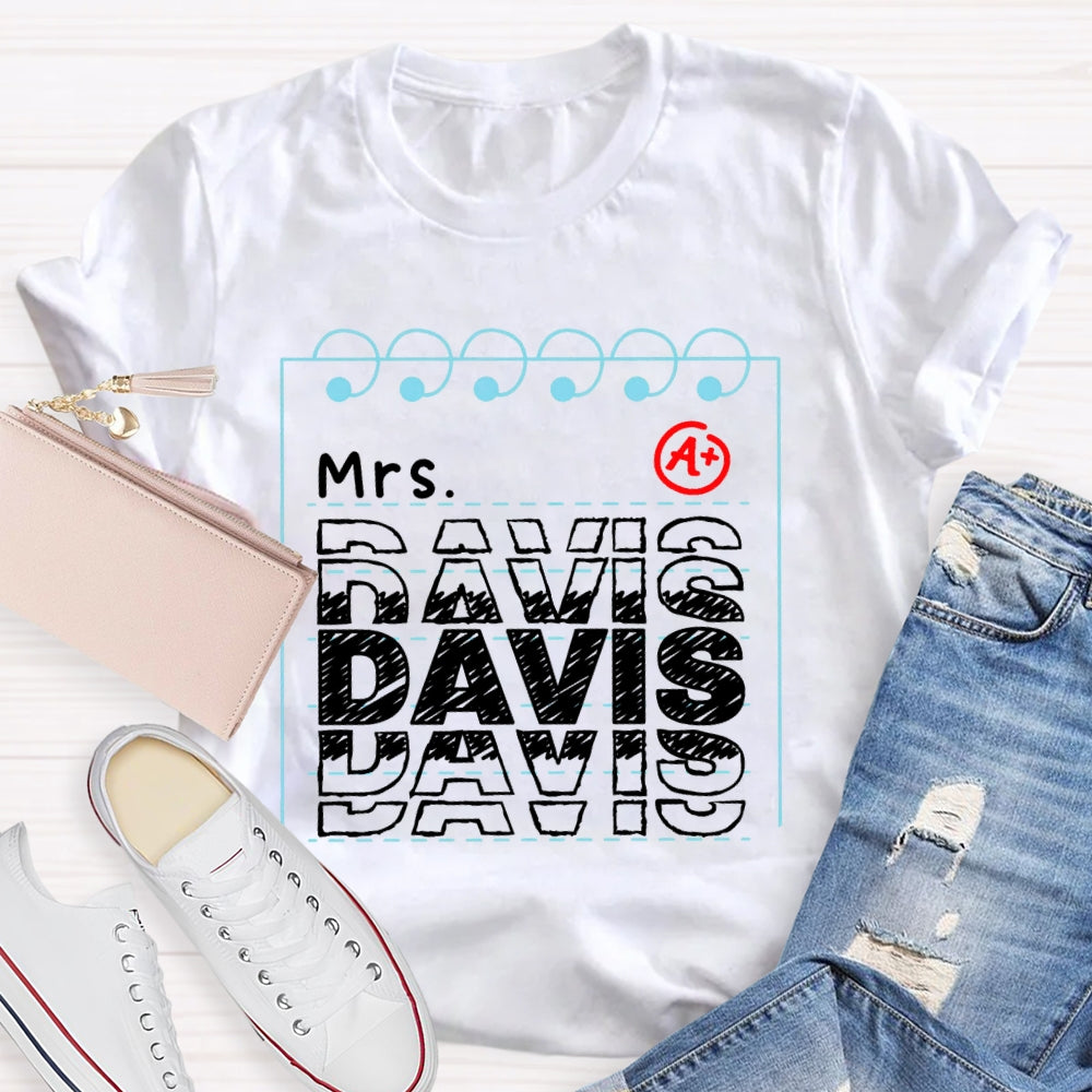 Personalized Name Notebook Pages T-shirt