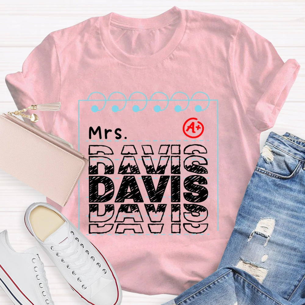 Personalized Name Notebook Pages T-shirt