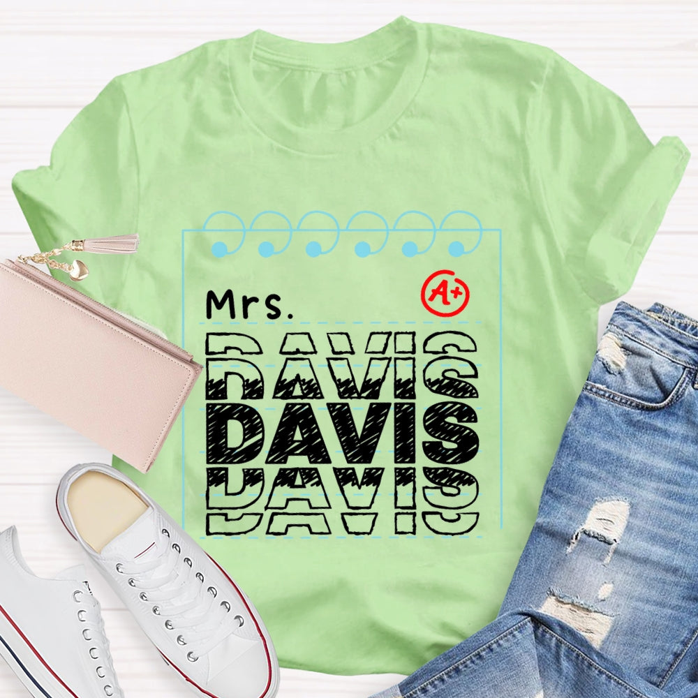 Personalized Name Notebook Pages T-shirt