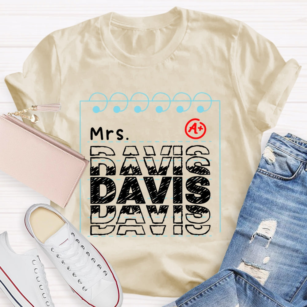 Personalized Name Notebook Pages T-shirt