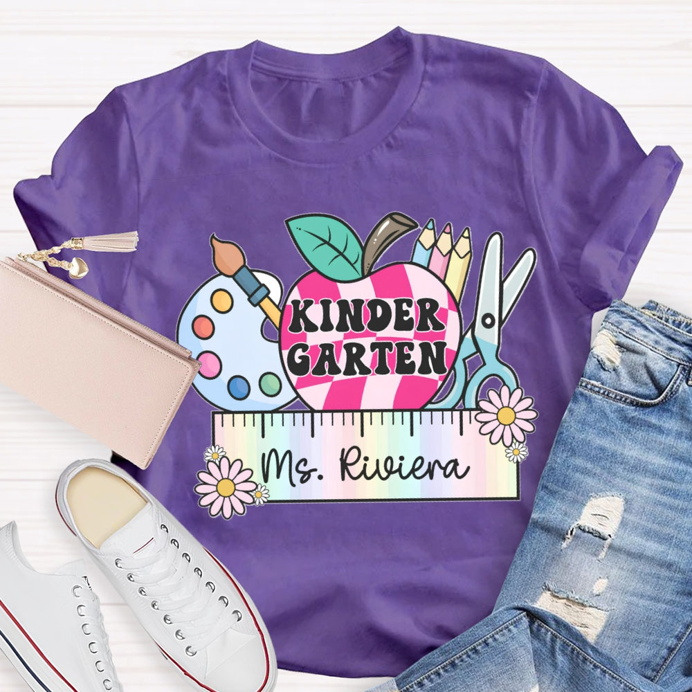 Personalized Name And Grade Colorful Ruler T-shirt