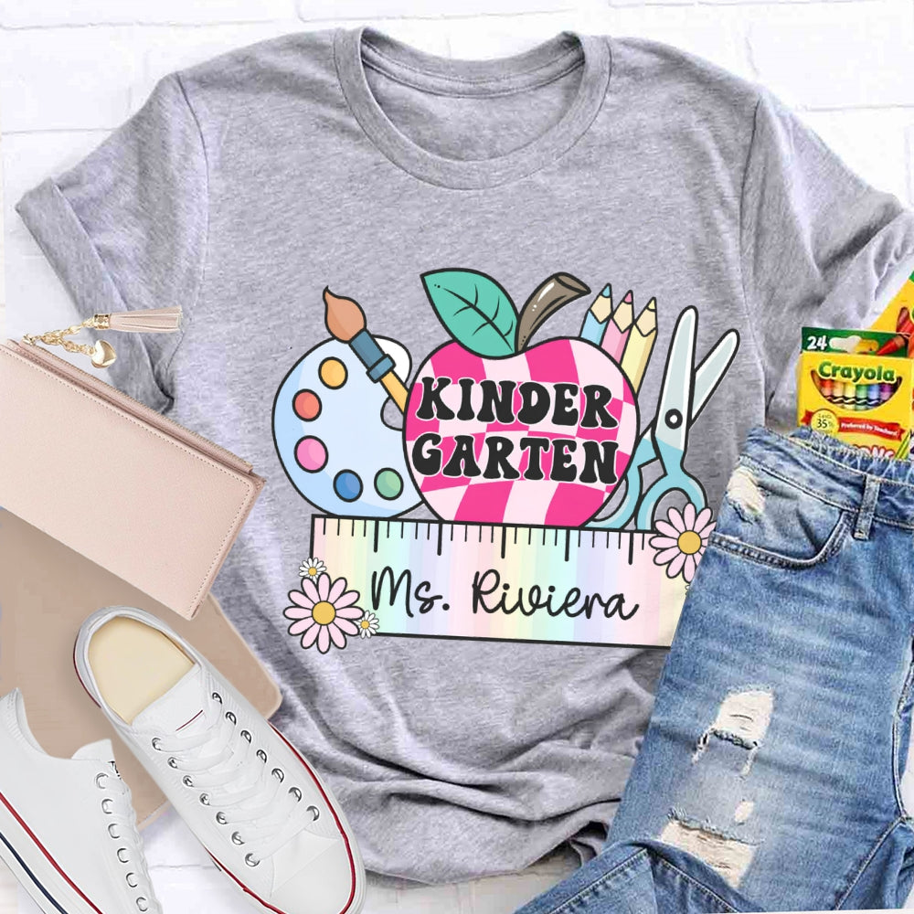 Personalized Name And Grade Colorful Ruler T-shirt