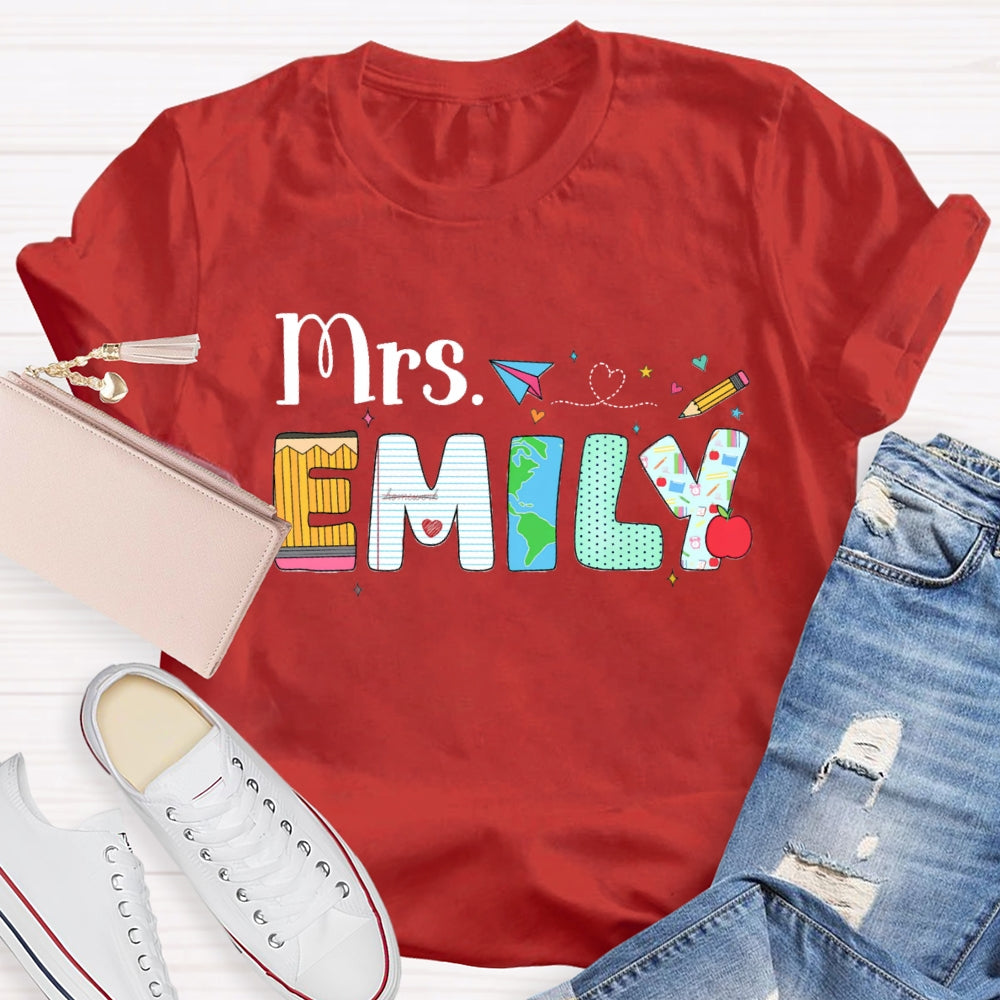 Personalized Name Back To School Emily T-shirt