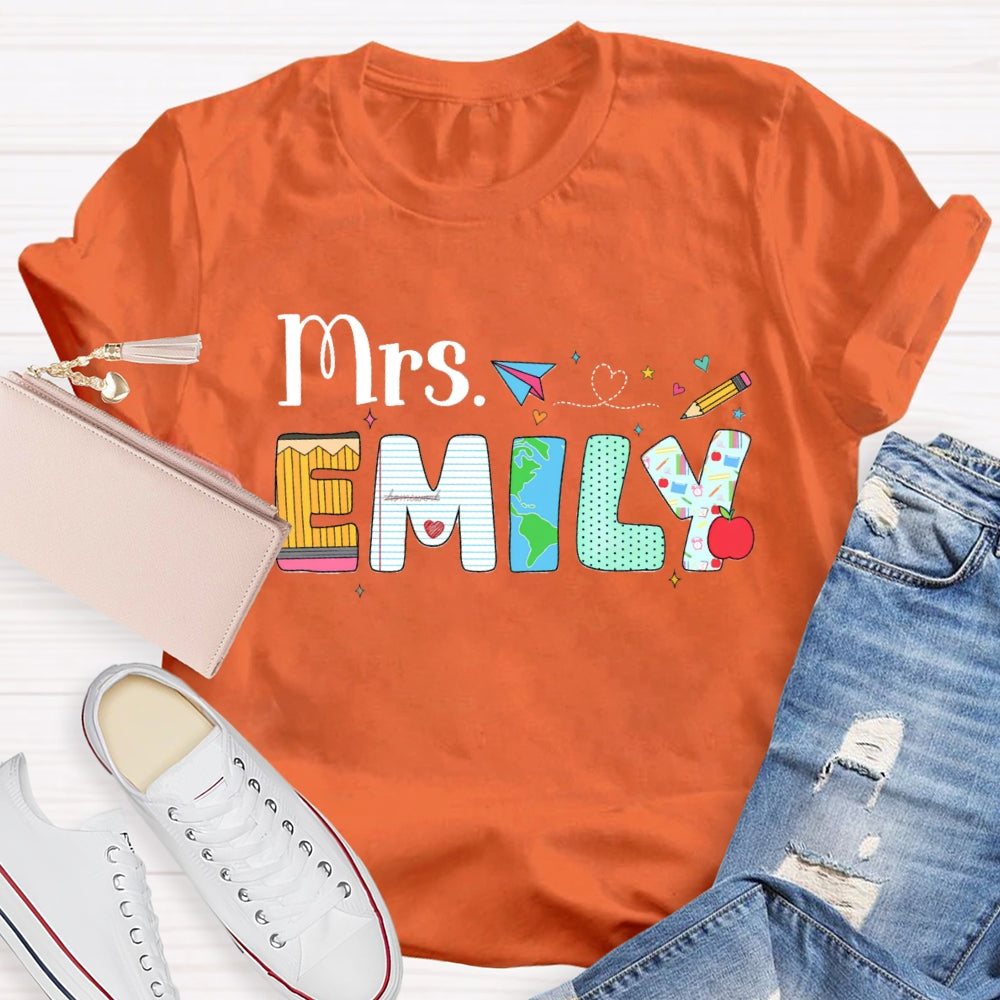 Personalized Name Back To School Emily T-shirt