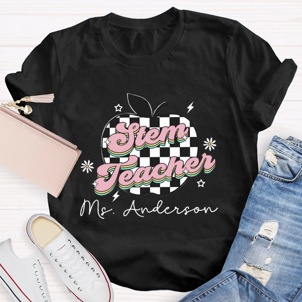 Personalized STEM Teacher Name Apple T-shirt