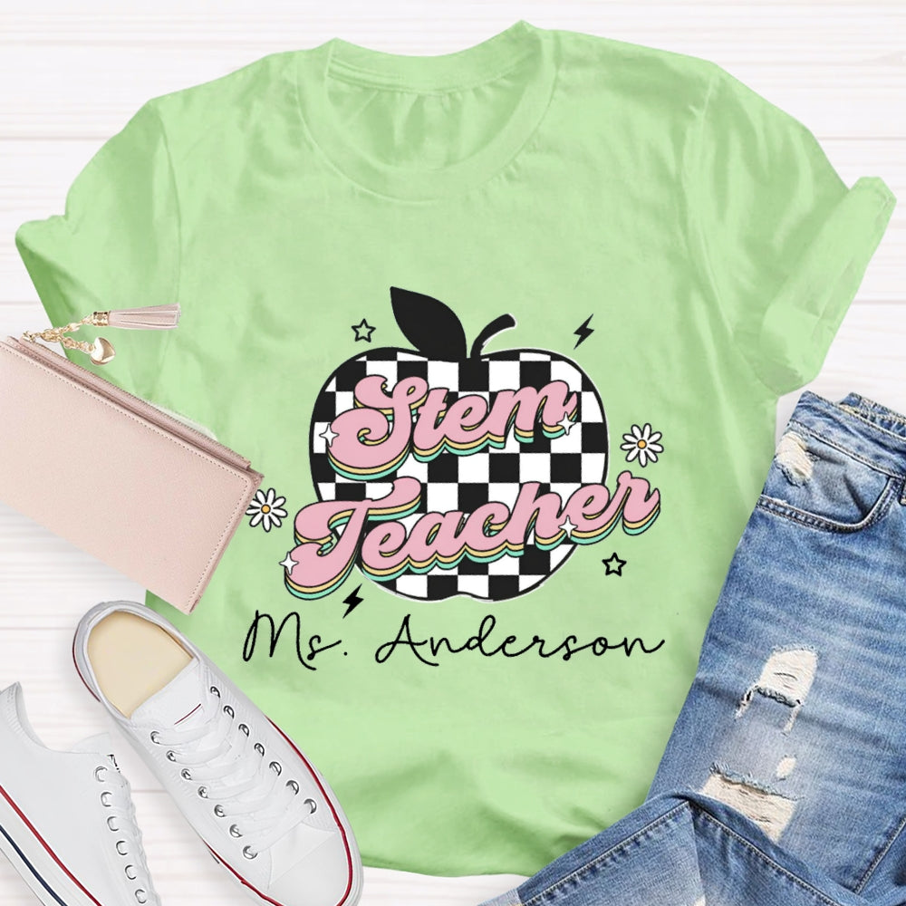 Personalized STEM Teacher Name Apple T-shirt