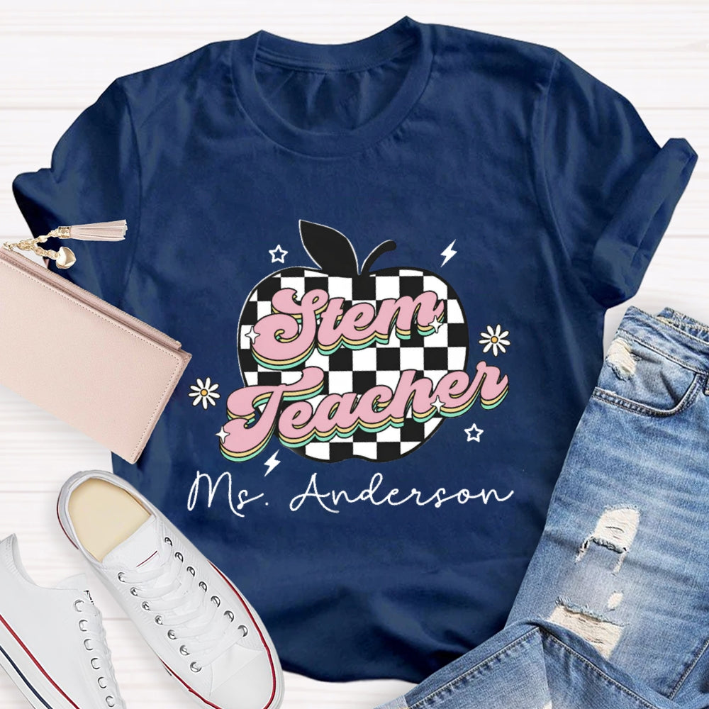 Personalized STEM Teacher Name Apple T-shirt