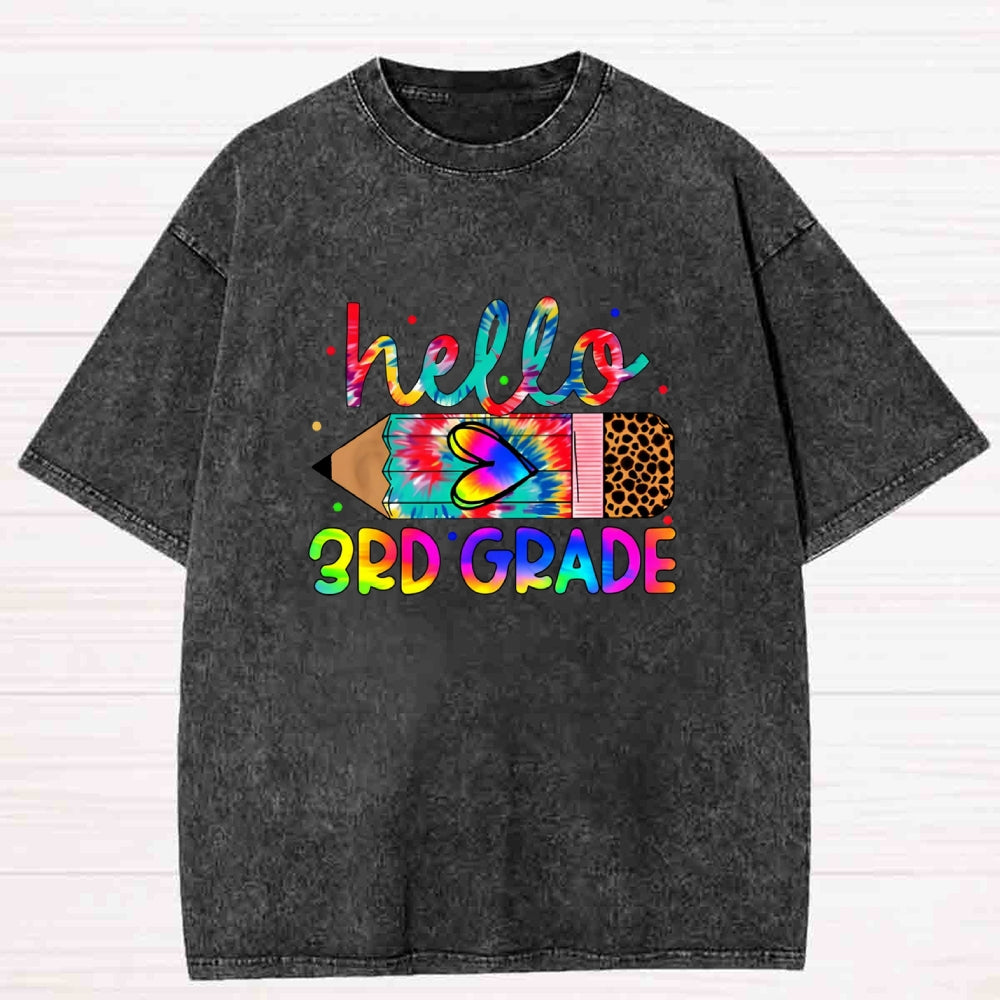 Personalized Grade Colorful Letter Back To School Washed T-shirt