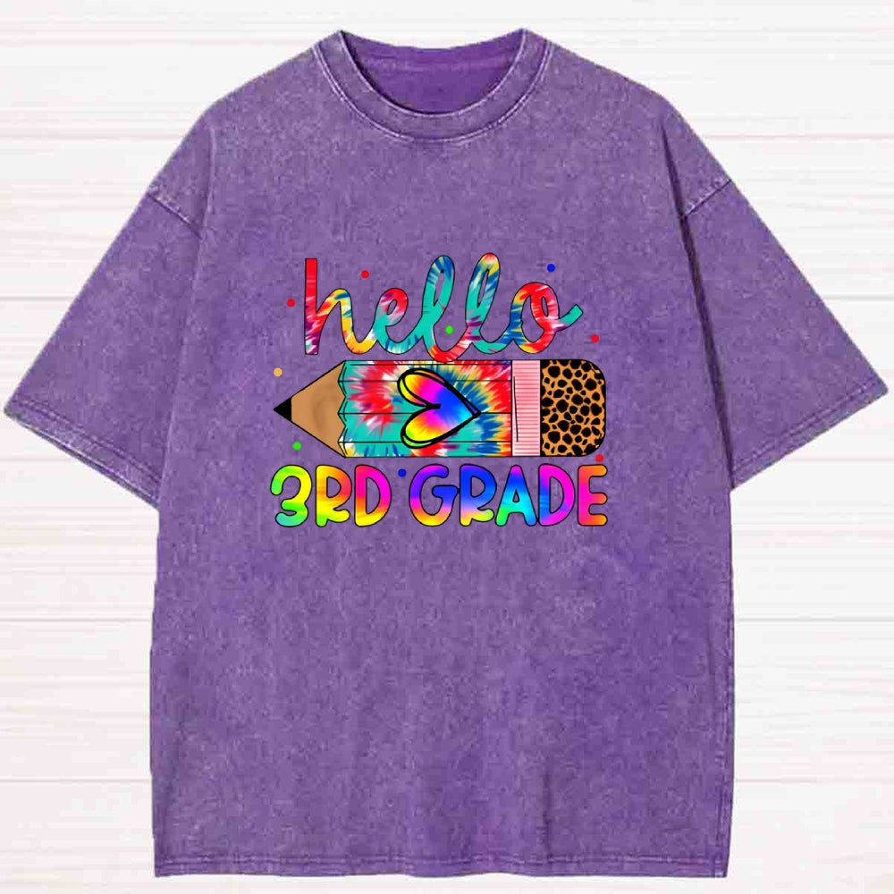 Personalized Grade Colorful Letter Back To School Washed T-shirt