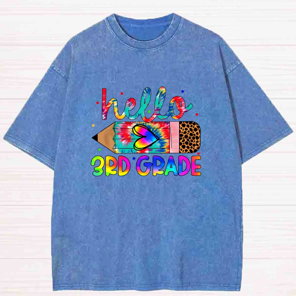 Personalized Grade Colorful Letter Back To School Washed T-shirt