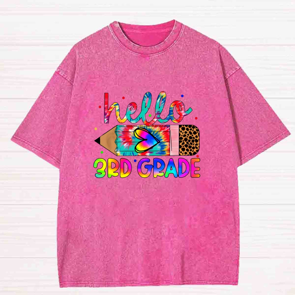 Personalized Grade Colorful Letter Back To School Washed T-shirt