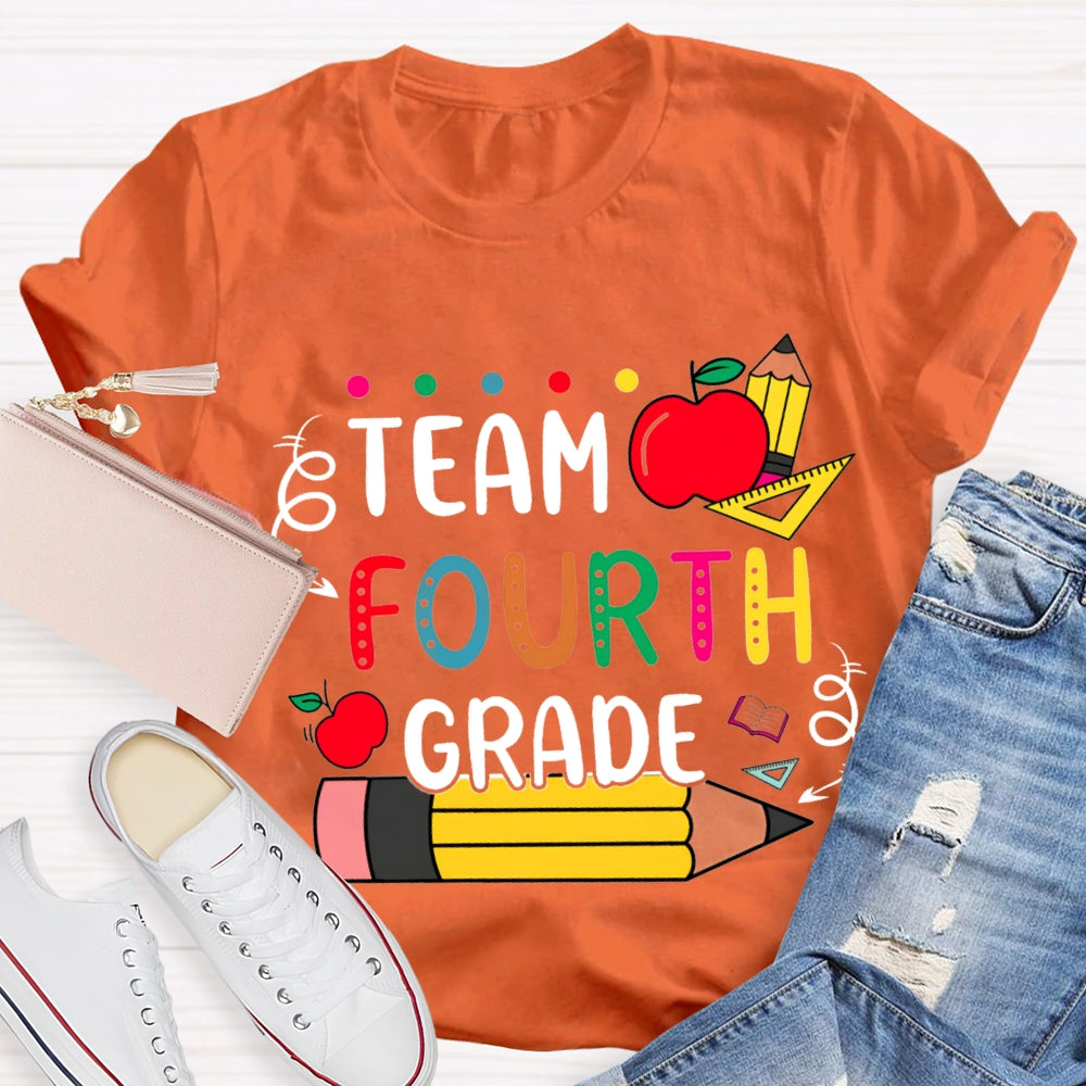 Personalized Grade Apple Pencil Ruler The Team T-shirt