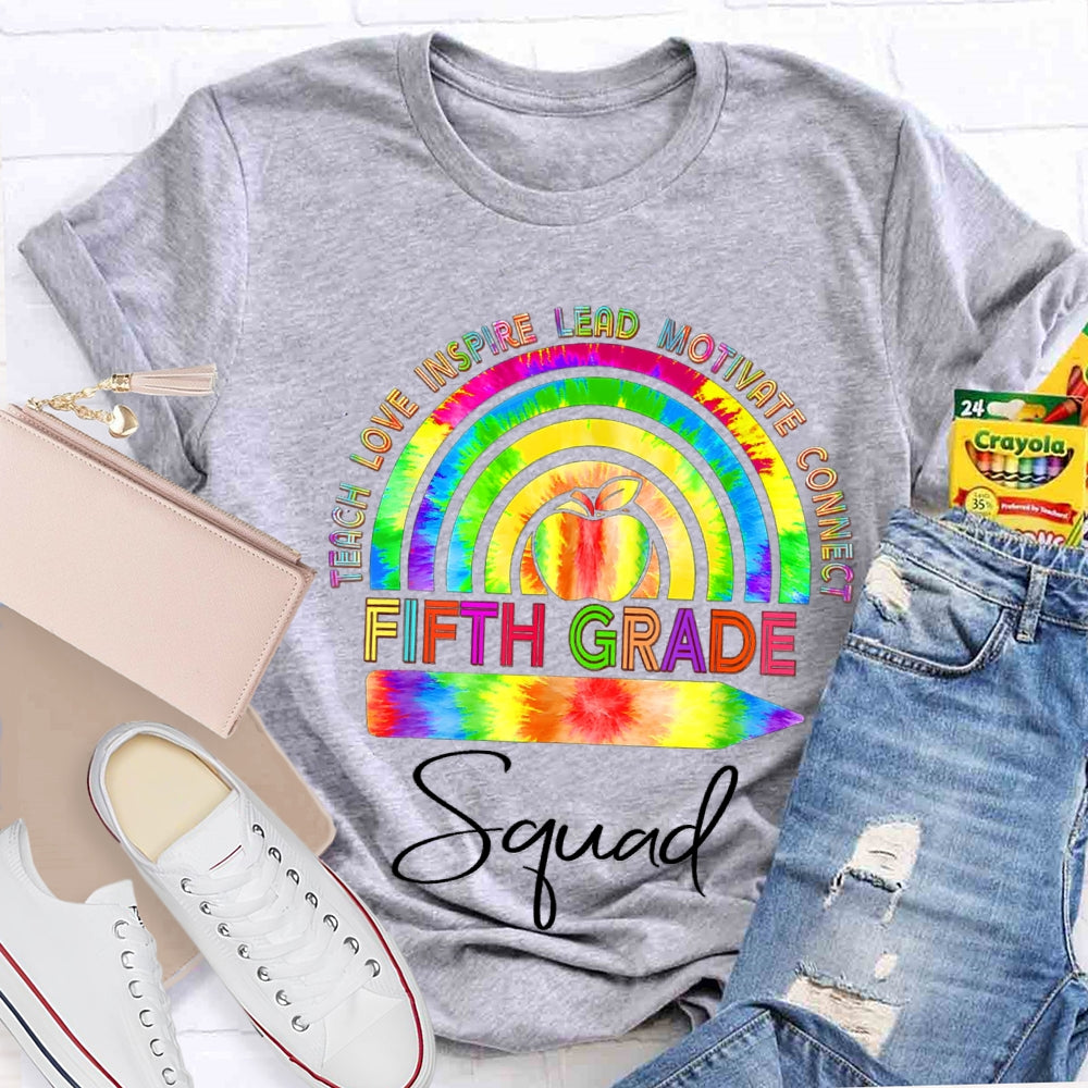 Personalized Grade Teach Love Inspire Lead Motivate Connect Squad T-shirt