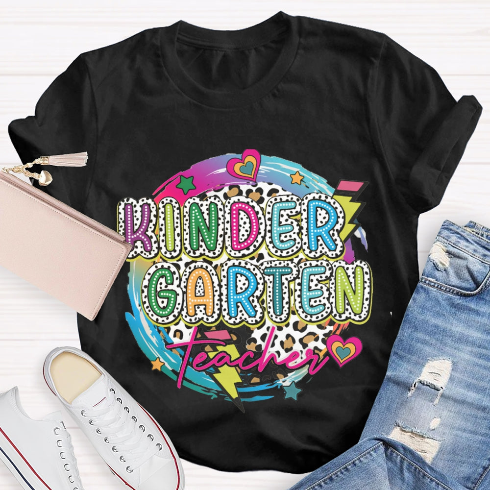 Personalized Grade Colorful Circle Teacher T-shirt
