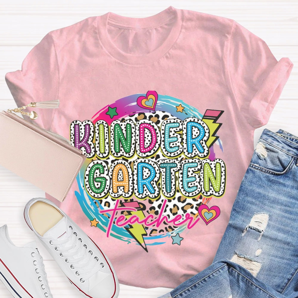 Personalized Grade Colorful Circle Teacher T-shirt