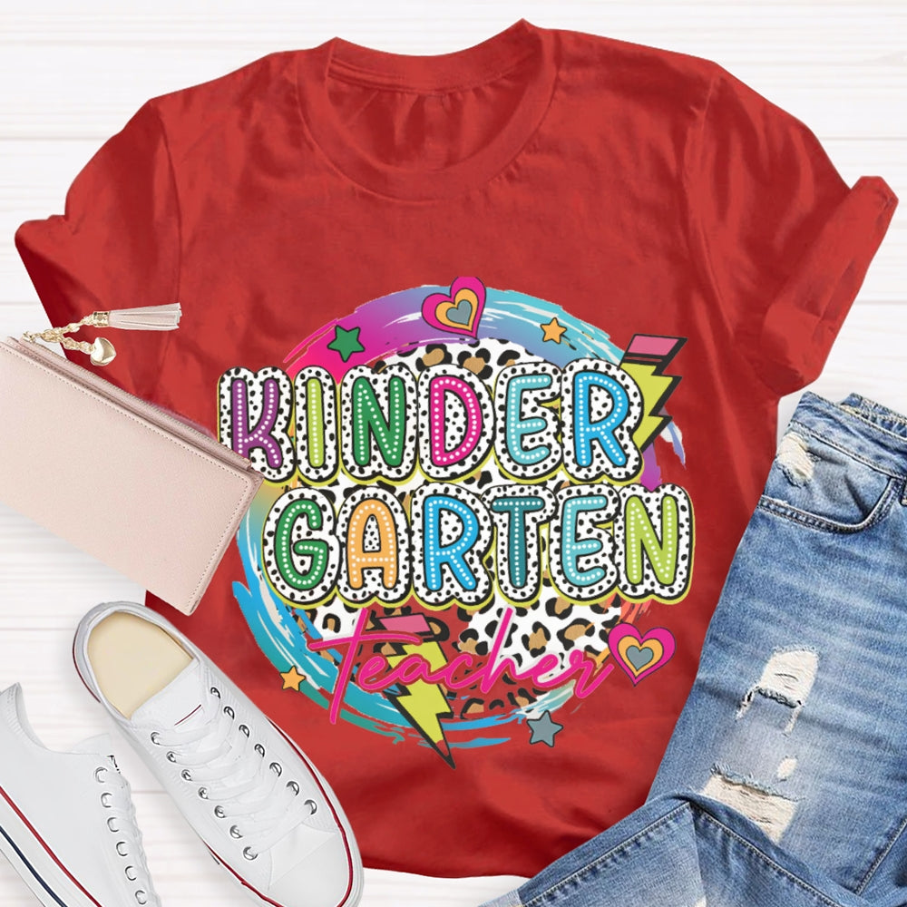 Personalized Grade Colorful Circle Teacher T-shirt
