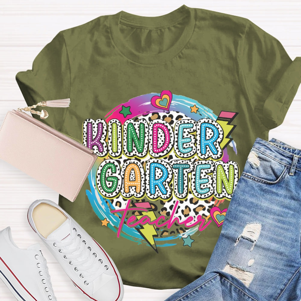 Personalized Grade Colorful Circle Teacher T-shirt