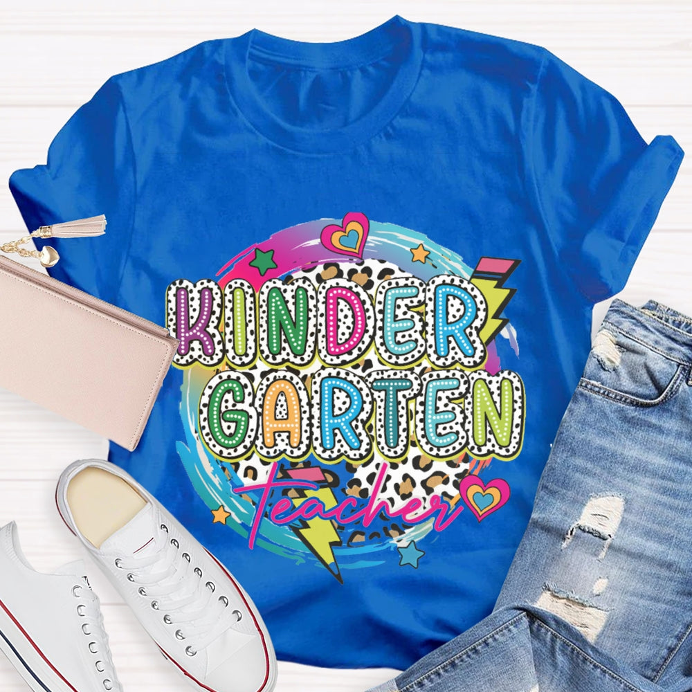 Personalized Grade Colorful Circle Teacher T-shirt