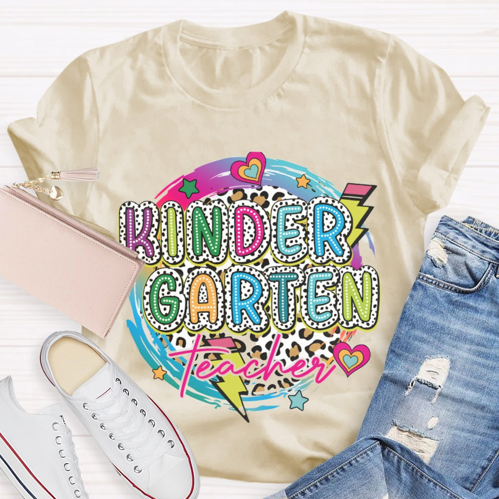Personalized Grade Colorful Circle Teacher T-shirt