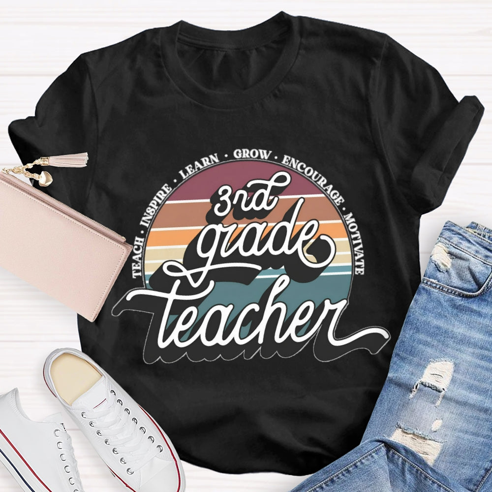 Personalized Grade 3rd Grade Teacher Learn Grow Encourage T-shirt