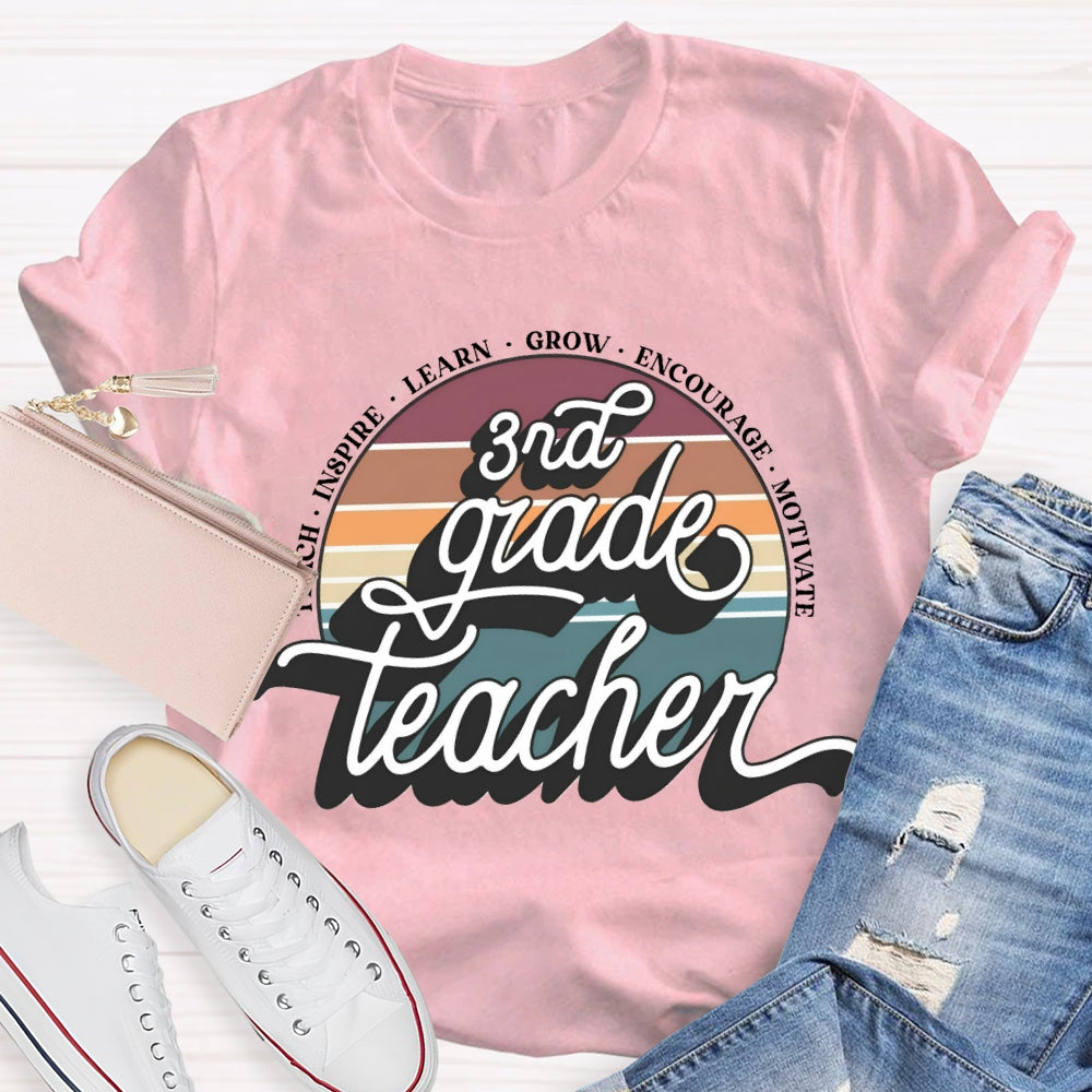 Personalized Grade 3rd Grade Teacher Learn Grow Encourage T-shirt