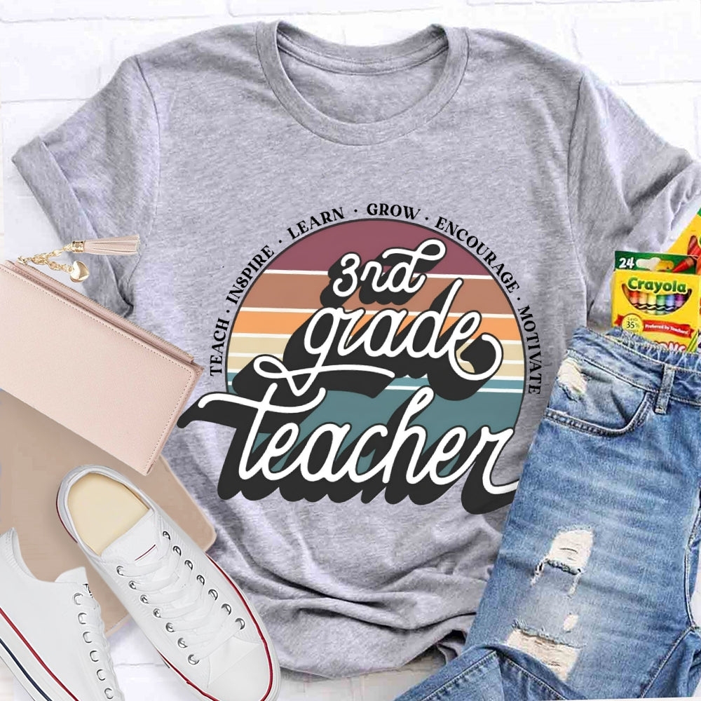Personalized Grade 3rd Grade Teacher Learn Grow Encourage T-shirt