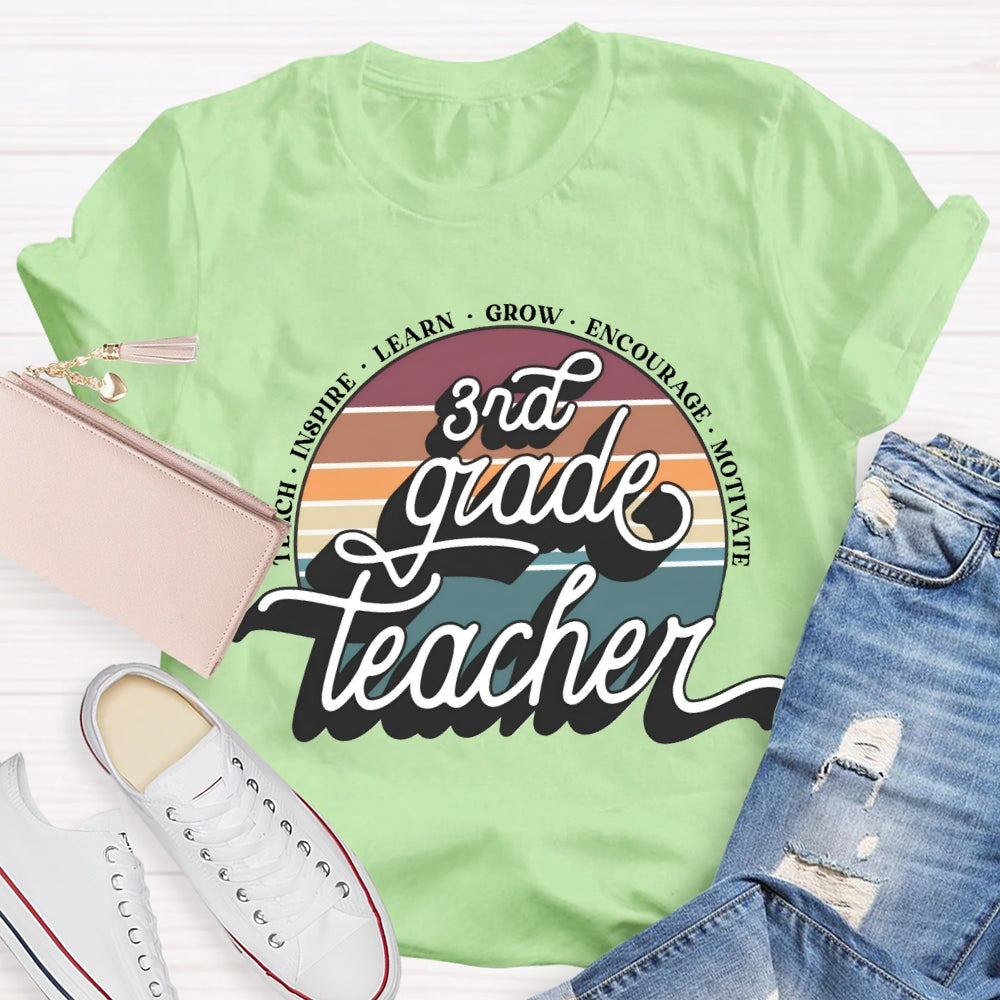 Personalized Grade 3rd Grade Teacher Learn Grow Encourage T-shirt