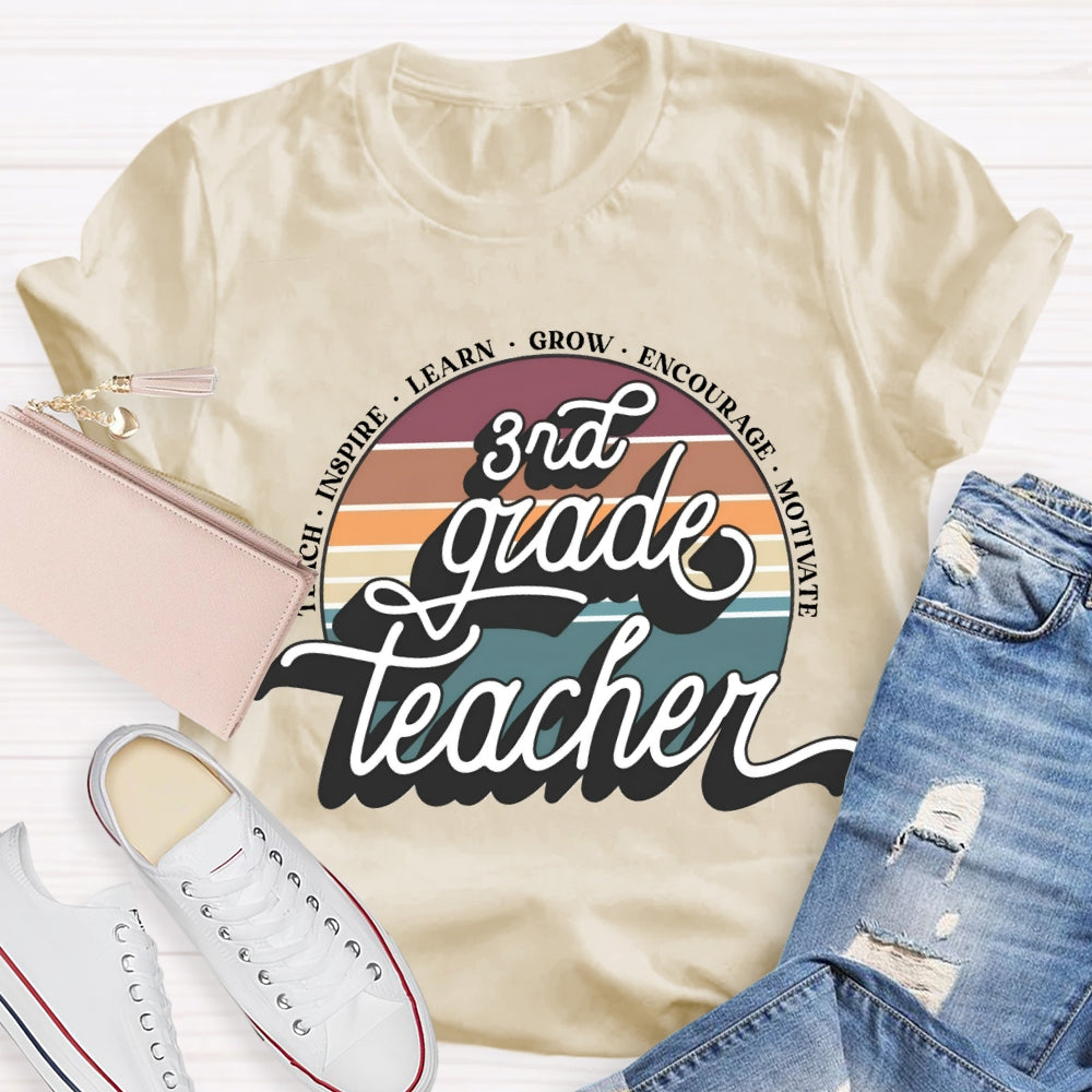 Personalized Grade 3rd Grade Teacher Learn Grow Encourage T-shirt