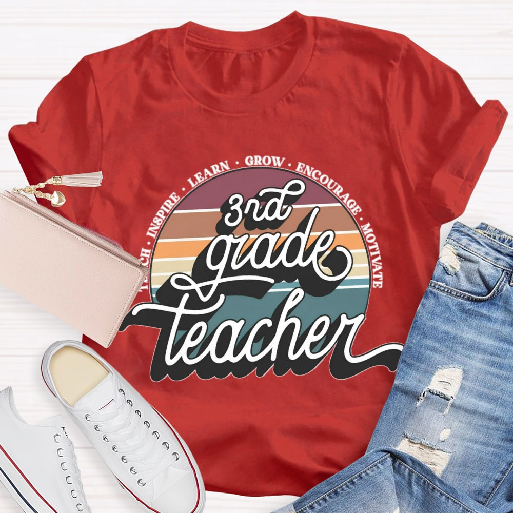 Personalized Grade 3rd Grade Teacher Learn Grow Encourage T-shirt
