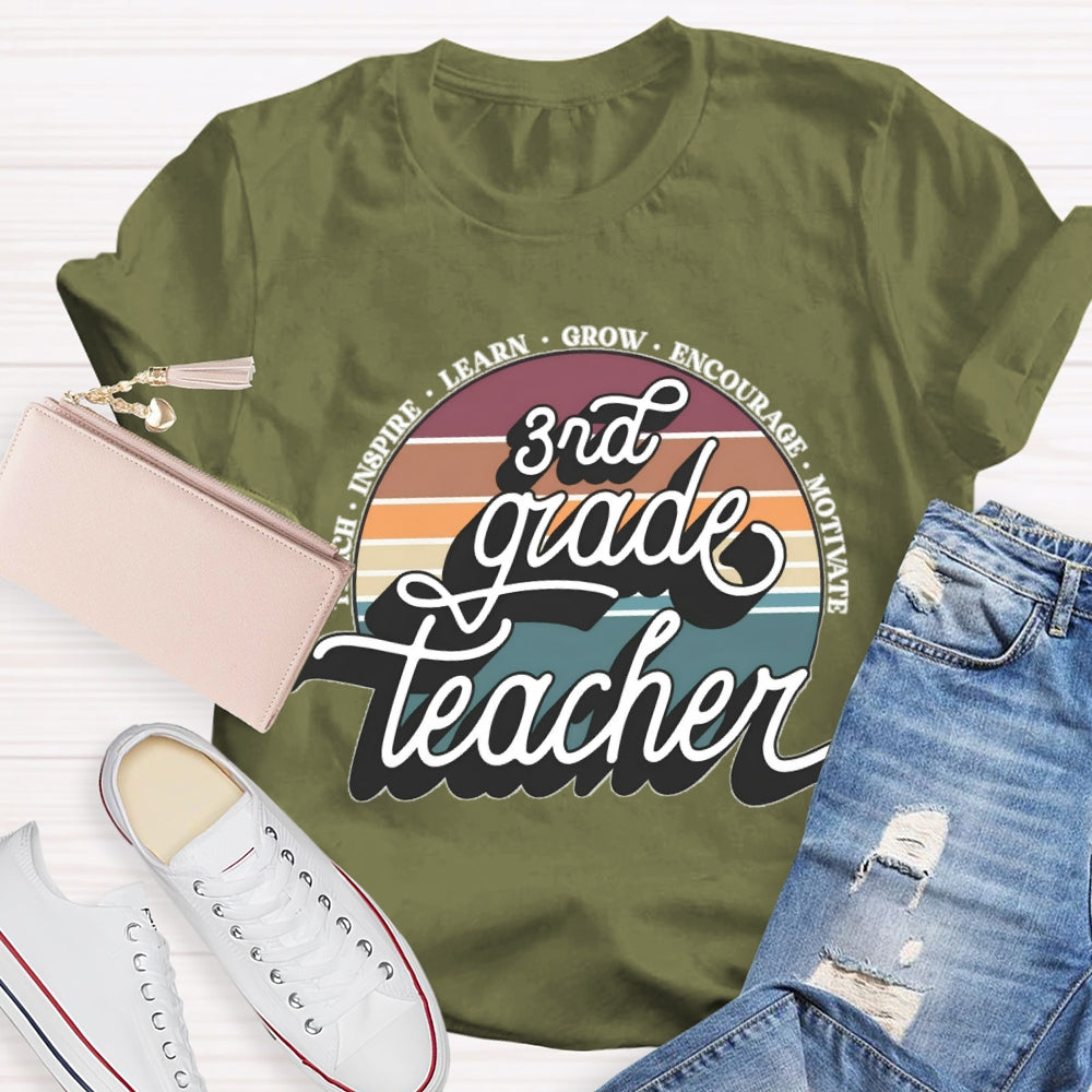 Personalized Grade 3rd Grade Teacher Learn Grow Encourage T-shirt