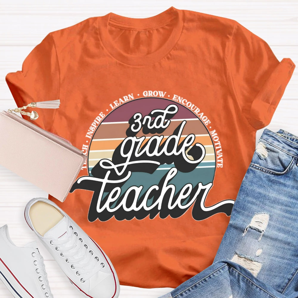 Personalized Grade 3rd Grade Teacher Learn Grow Encourage T-shirt