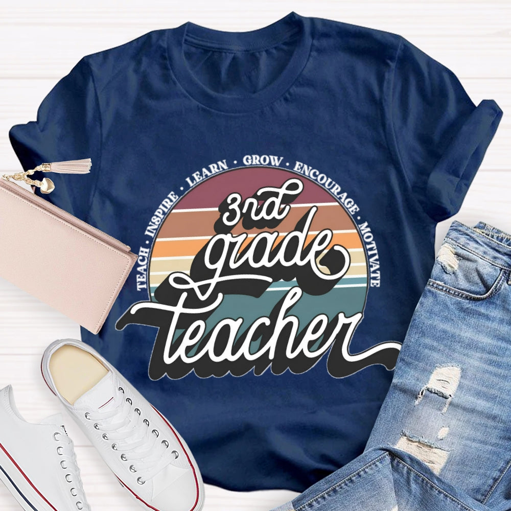 Personalized Grade 3rd Grade Teacher Learn Grow Encourage T-shirt