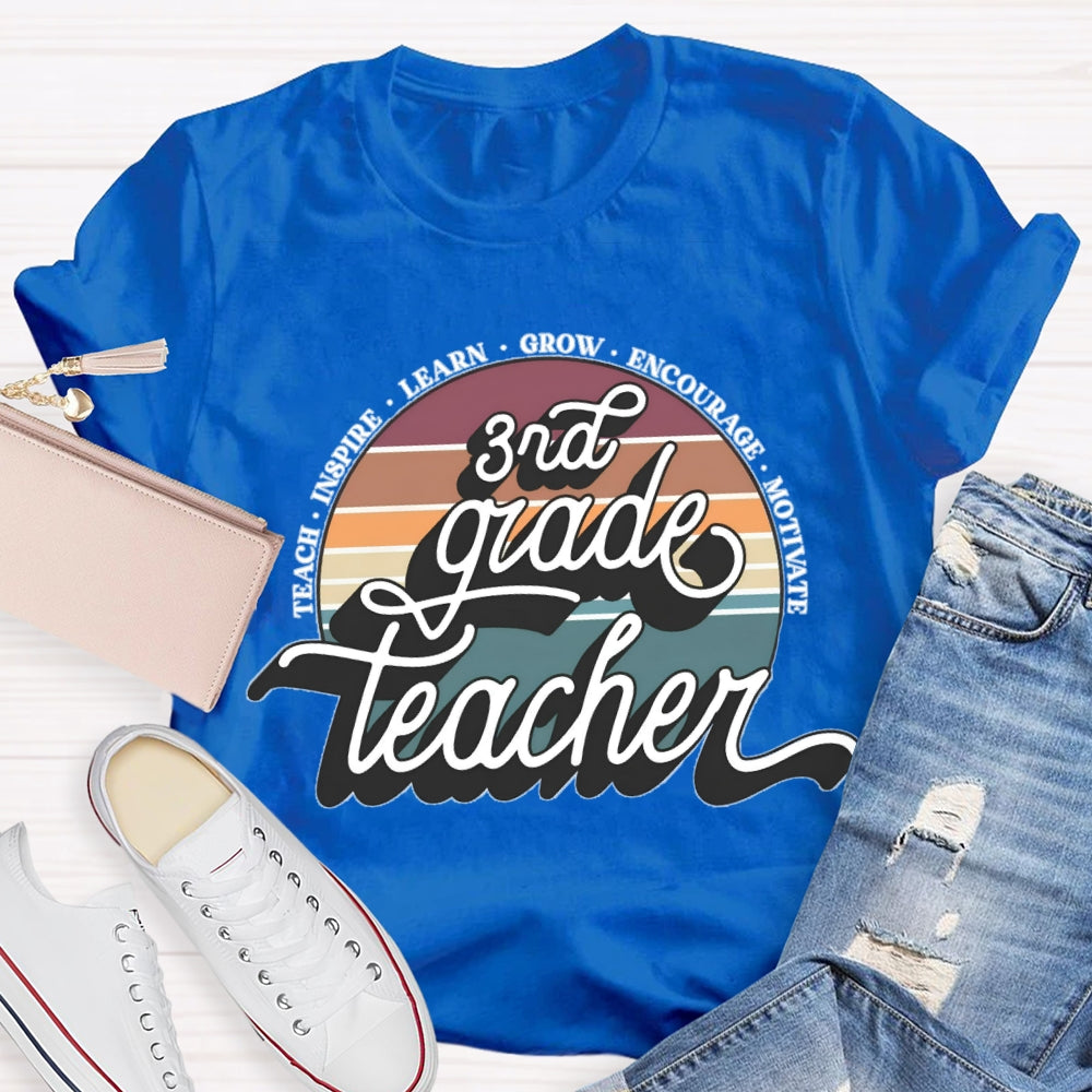 Personalized Grade 3rd Grade Teacher Learn Grow Encourage T-shirt