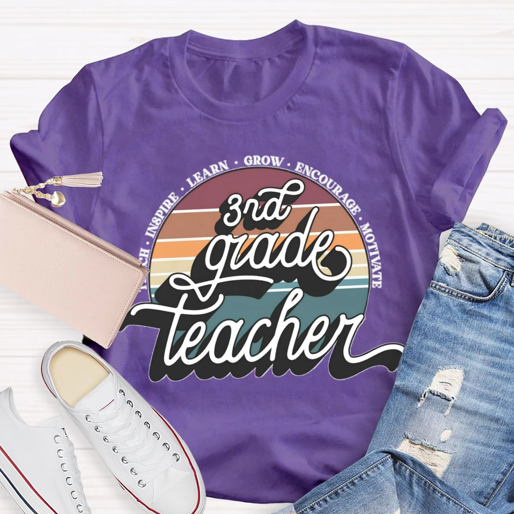 Personalized Grade 3rd Grade Teacher Learn Grow Encourage T-shirt