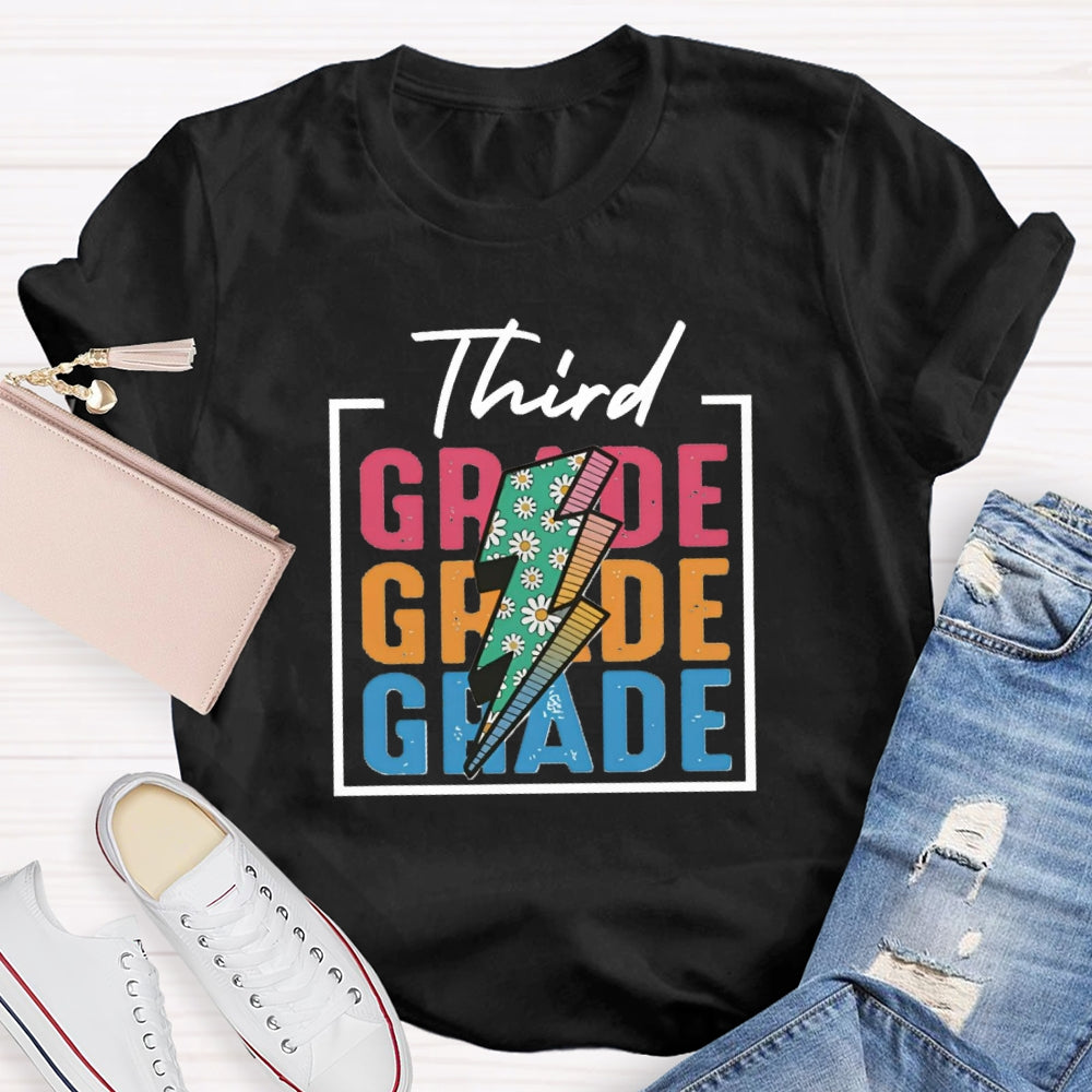 Personalized Grade Colorful Letter Square T-shirt