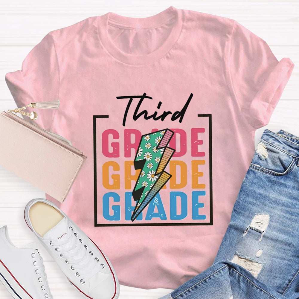 Personalized Grade Colorful Letter Square T-shirt
