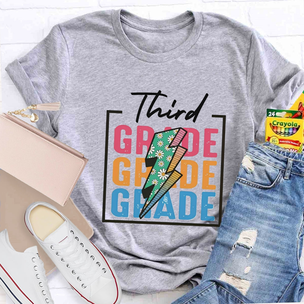 Personalized Grade Colorful Letter Square T-shirt