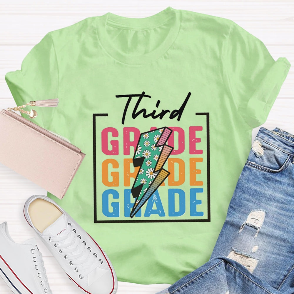 Personalized Grade Colorful Letter Square T-shirt