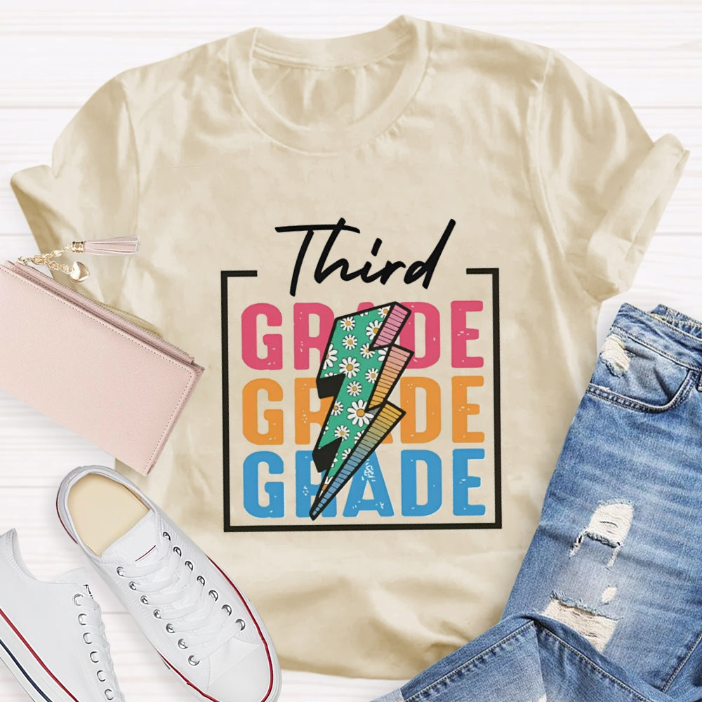 Personalized Grade Colorful Letter Square T-shirt