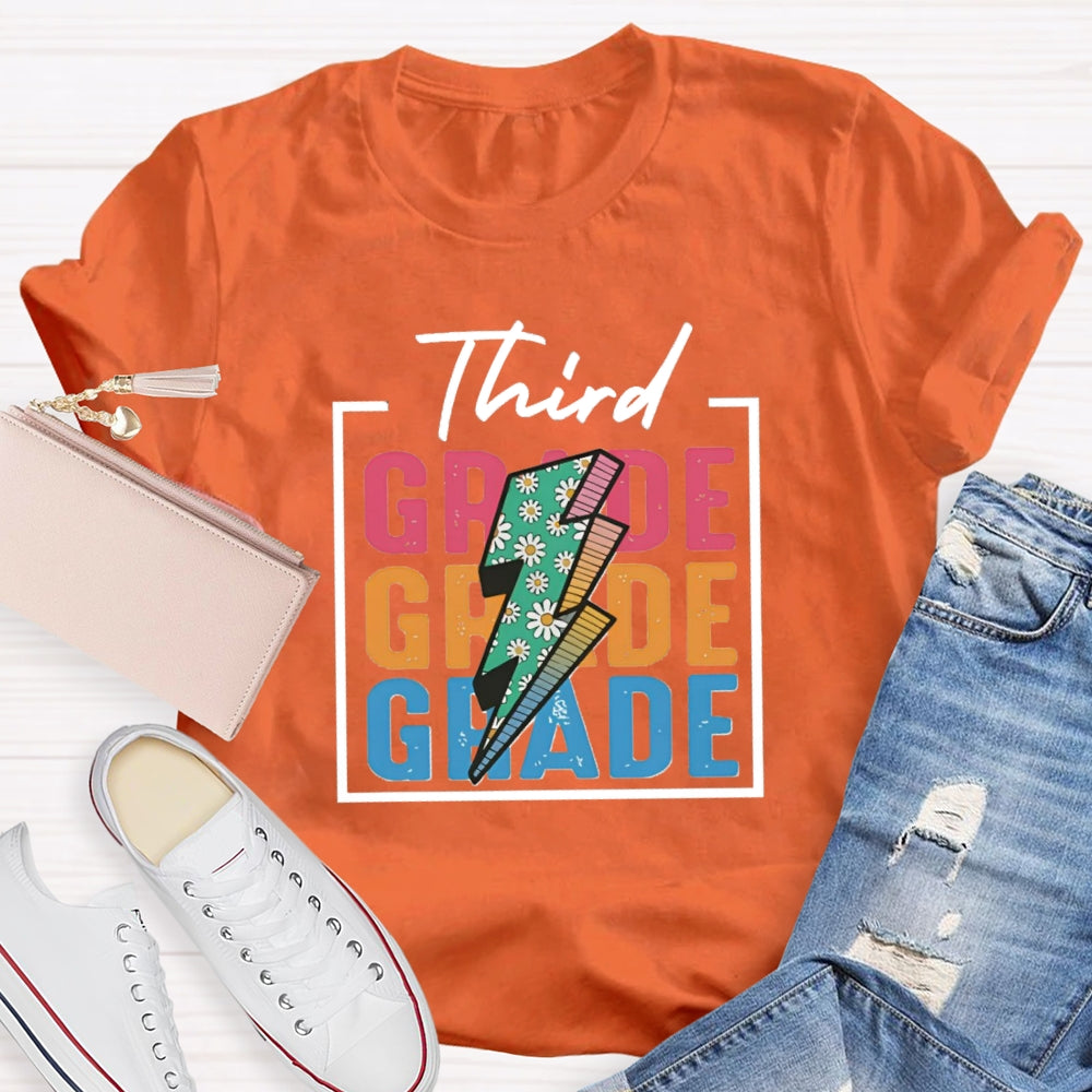 Personalized Grade Colorful Letter Square T-shirt