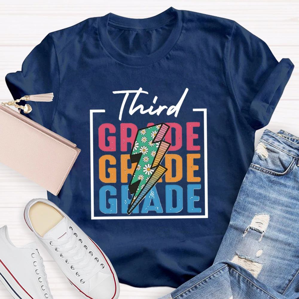 Personalized Grade Colorful Letter Square T-shirt