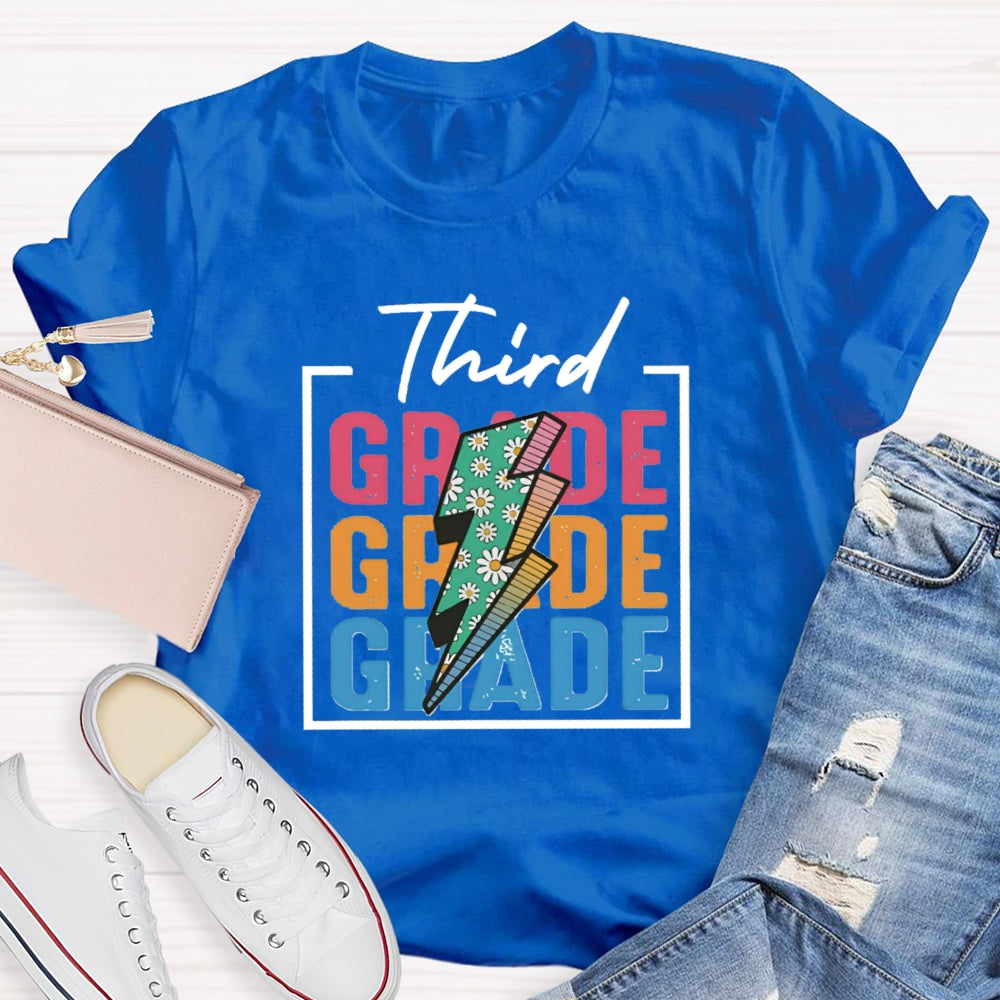 Personalized Grade Colorful Letter Square T-shirt